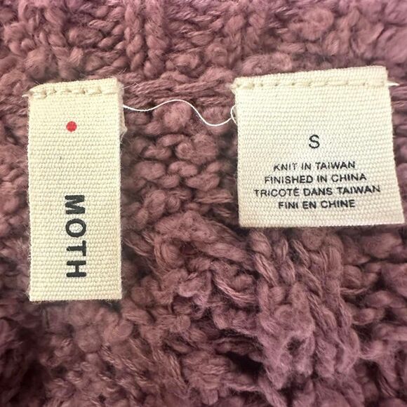 MOTH ANTHROPOLOGIE Pink Chunky Cable Knit Long Sleeve Sweater Womens S Fisherman - Picture 5 of 6